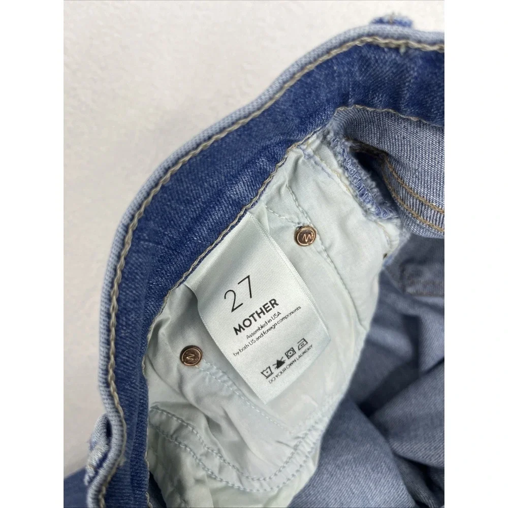 Mother Undone Drop Out Hem Cliffhanger Jeans Blue Size 27 Distressed Low Rise